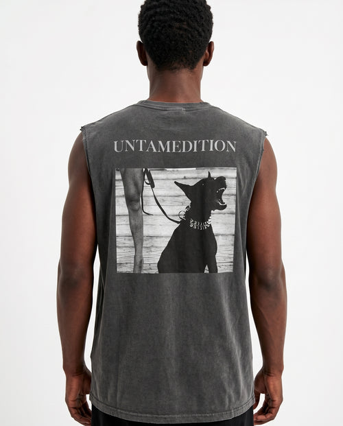 Distressed Sleeveless — Black