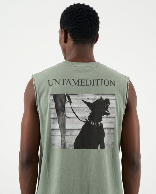Distressed Sleeveless — Olive
