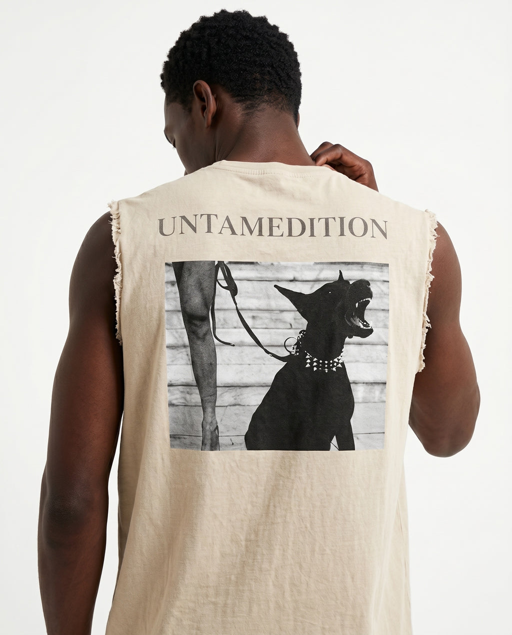 Distressed Sleeveless — Beige