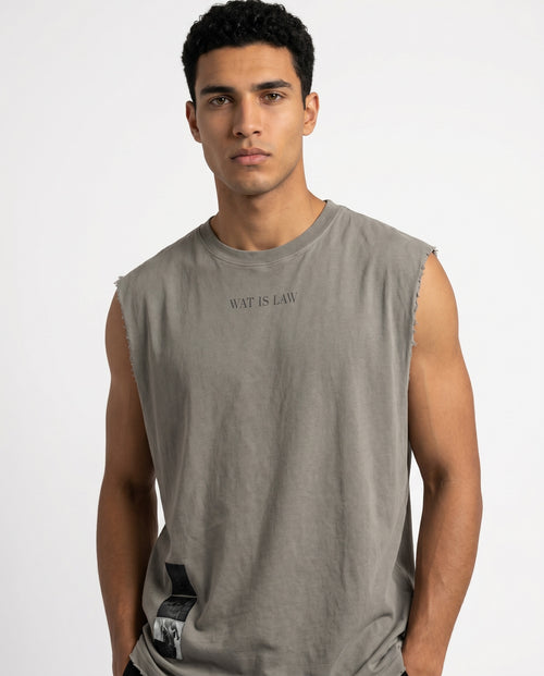 Distressed Sleeveless — Grey