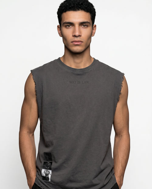 Distressed Sleeveless — Black
